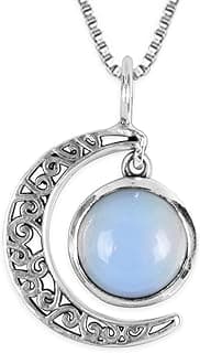 GIVA 925 Silver Oxidised Silver Moonstone Crescent Pendant with Box Chain | Gifts for Girlfriend, Gifts for Women and Girls |With Certificate of Authenticity and 925 Stamp | 6 Month Warranty