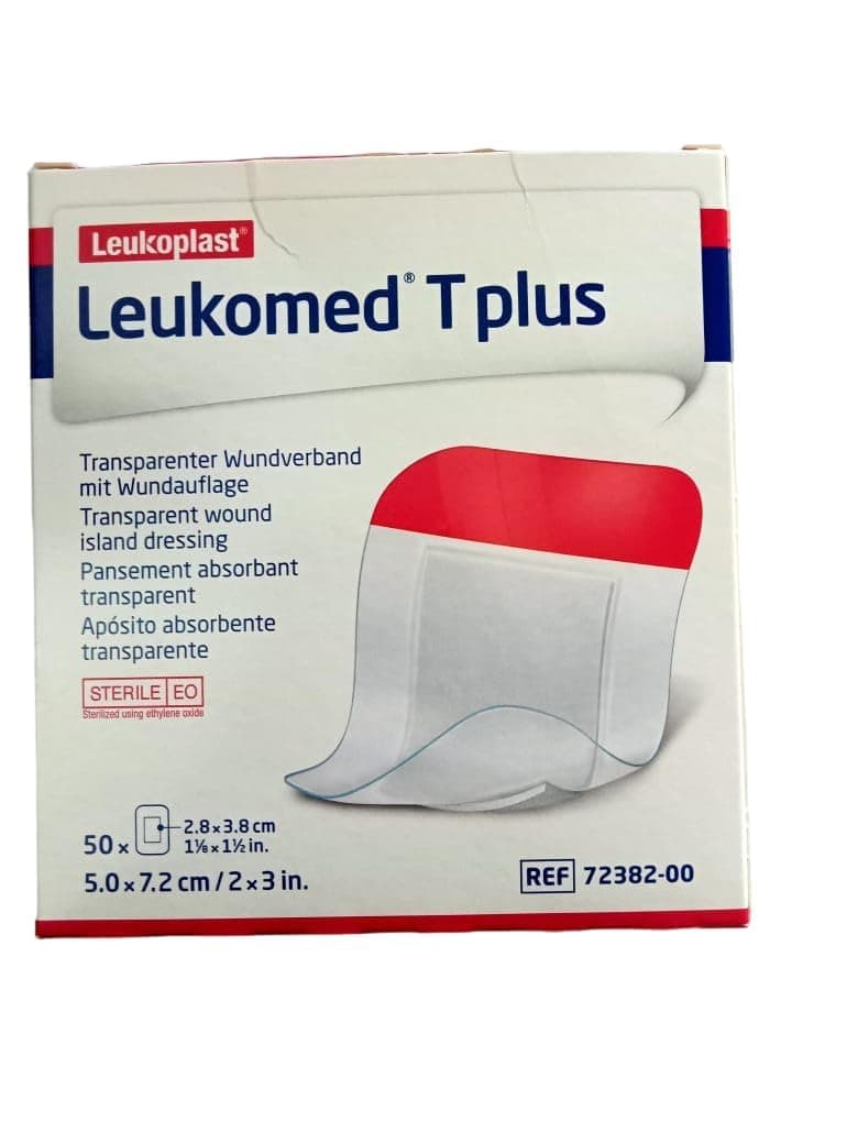 Leukomed T Plus Transparent Wound Dressing 5 x 7.2 cm Hypoallergenic Sterile Waterproof Adhesive Bandage for Wound Protection & Healing Pack of 10