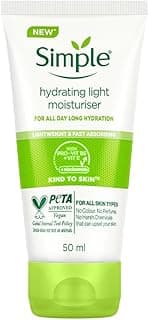 Simple Hydrating Light Moisturiser, 50ml | 12hr Hydration | With Niacinamide, Pro-Vitamin B5, Glycerin & Borage Seed Oil | Lightweight, Non-Greasy Formula | For Soft, Smooth Skin