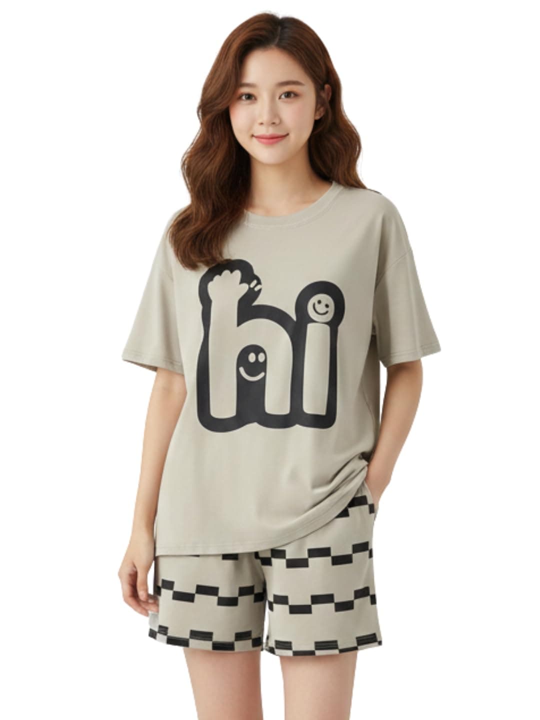Celary Korean Women’s Pyjama Set|Cute Printed T-Shirt & Shorts Set|Soft Cotton Blend Women Night Suit Sleepwear| Shorts Set for Women