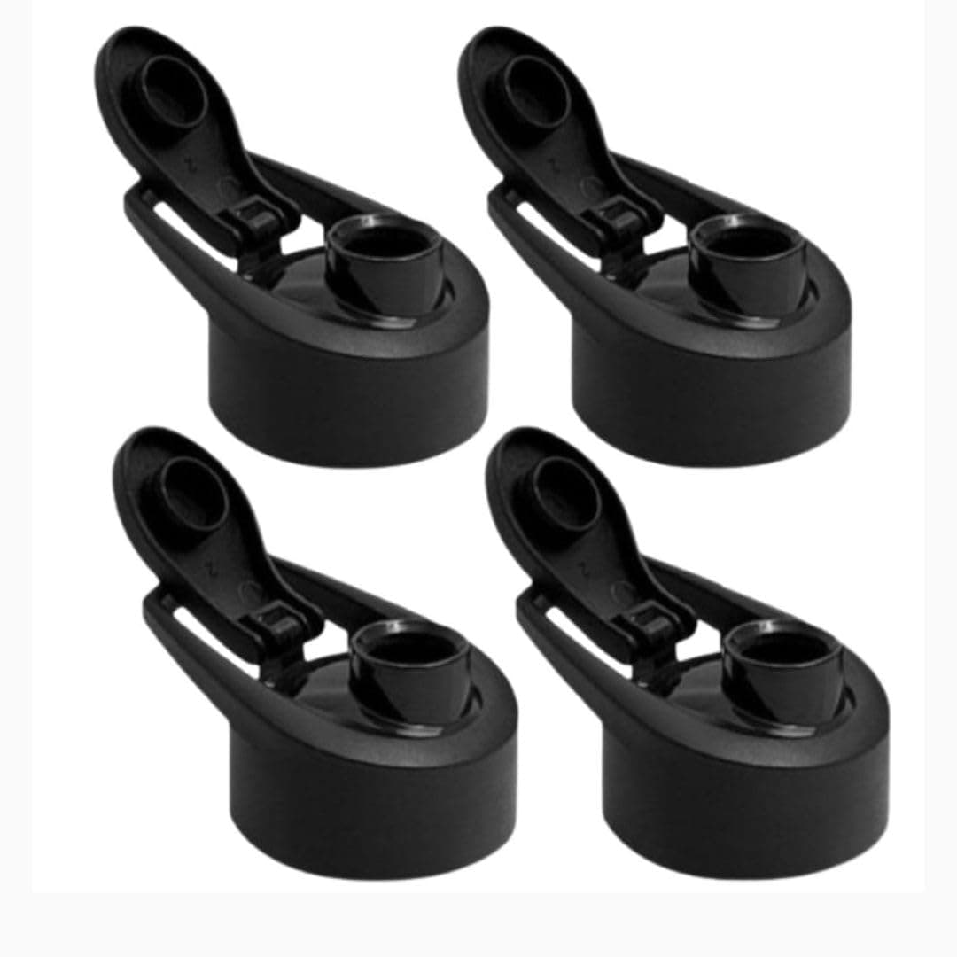 KOTSUN 46mm Flip-Top Bottle Cap Lid, Black, Pack of 4 | Leak-Proof, Plastic Sipper Caps, Universal Fit, 1-Litre Capacity, Reusable Water Bottles