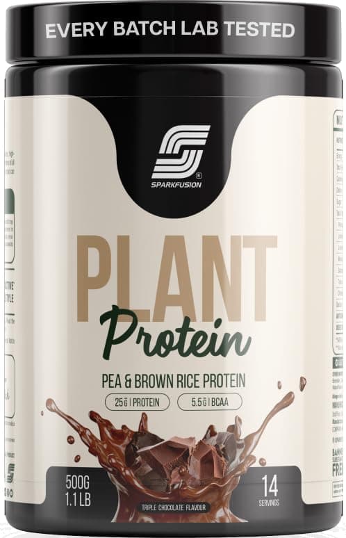 Sparkfusion Plant Protein Powder| Isolated Pea & Brown Rice Protein|25 gm Protein & All Essential Amino Acids|Easy To Digest|For Active Lifestyle For Men & Women Triple Chocolate Flavour 500 gm