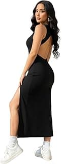 Aahwan Women Bodycon Black Solid Simple Sleeveless Fish Tail Hem Backless Dress