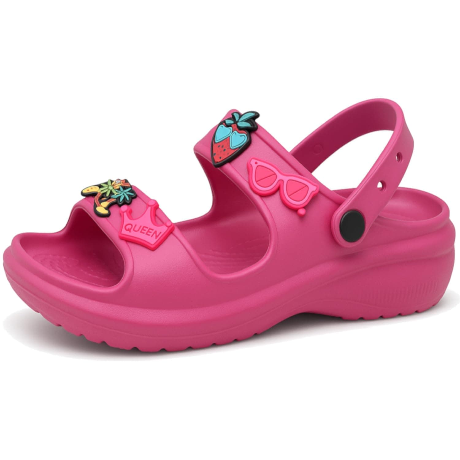 ORTHO JOY Women’s Double Strap Clogs – Comfortable Cushioned Footbed, Waterproof & Lightweight Slip-On Sandals – Non-Slip Sole with Stylish Fun Charms – Perfect for Casual Wear, Travel, Garden