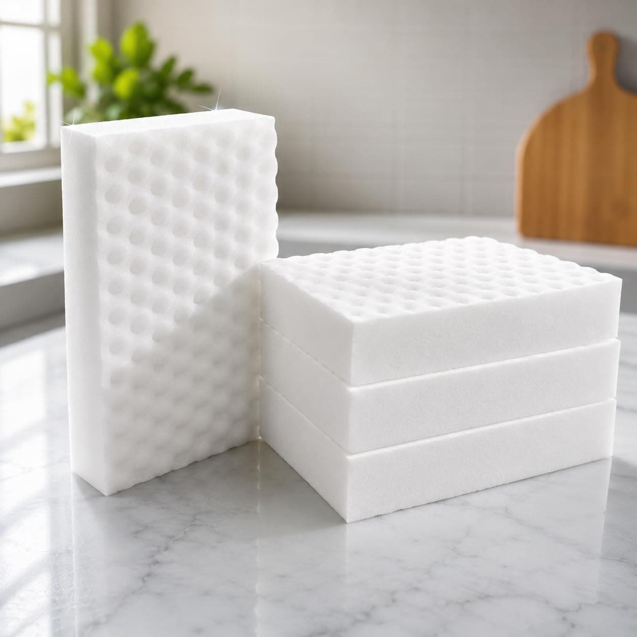 Magic Eraser Sponge Pack of 4 | Premium Melamine Cleaning Sponge | No Scratch Multi Surface Cleaner | Removes Tough Stains with Just Water | for Walls, Kitchen, Bathroom, Shoes & Home, Pack of 4