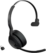Jabra Evolve2 55 - Link390c MS Mono Wireless Headphones with Air Comfort Technology, Noise Cancelling Microphones and Active Noise Cancelling - Black
