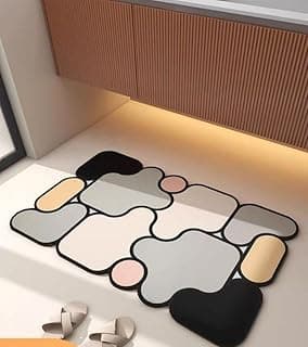 SKVM Memory Foam Water Absorbent Rectangular Shape Mat for Bathroom Kitchen Floor Door Entrance Anti Slip Foot Skid Shower mat (Design 9)