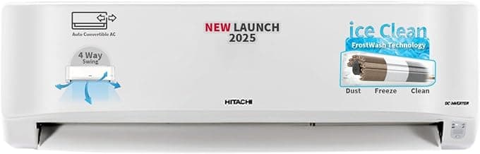 Hitachi 2 Ton 3 Star Xpandable+ Inverter Split AC (100% Copper, 4-Way Swing, ice Clean, Dust Filter, 3400SXL RAS.D322PCBIBS, White)