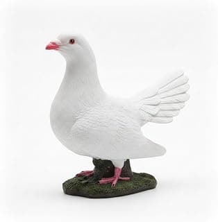 ATORSE® Textured Resin Pigeon Statue Painted Pigeon Statue Molded Base Resin Bird Ornament Decorative, White a