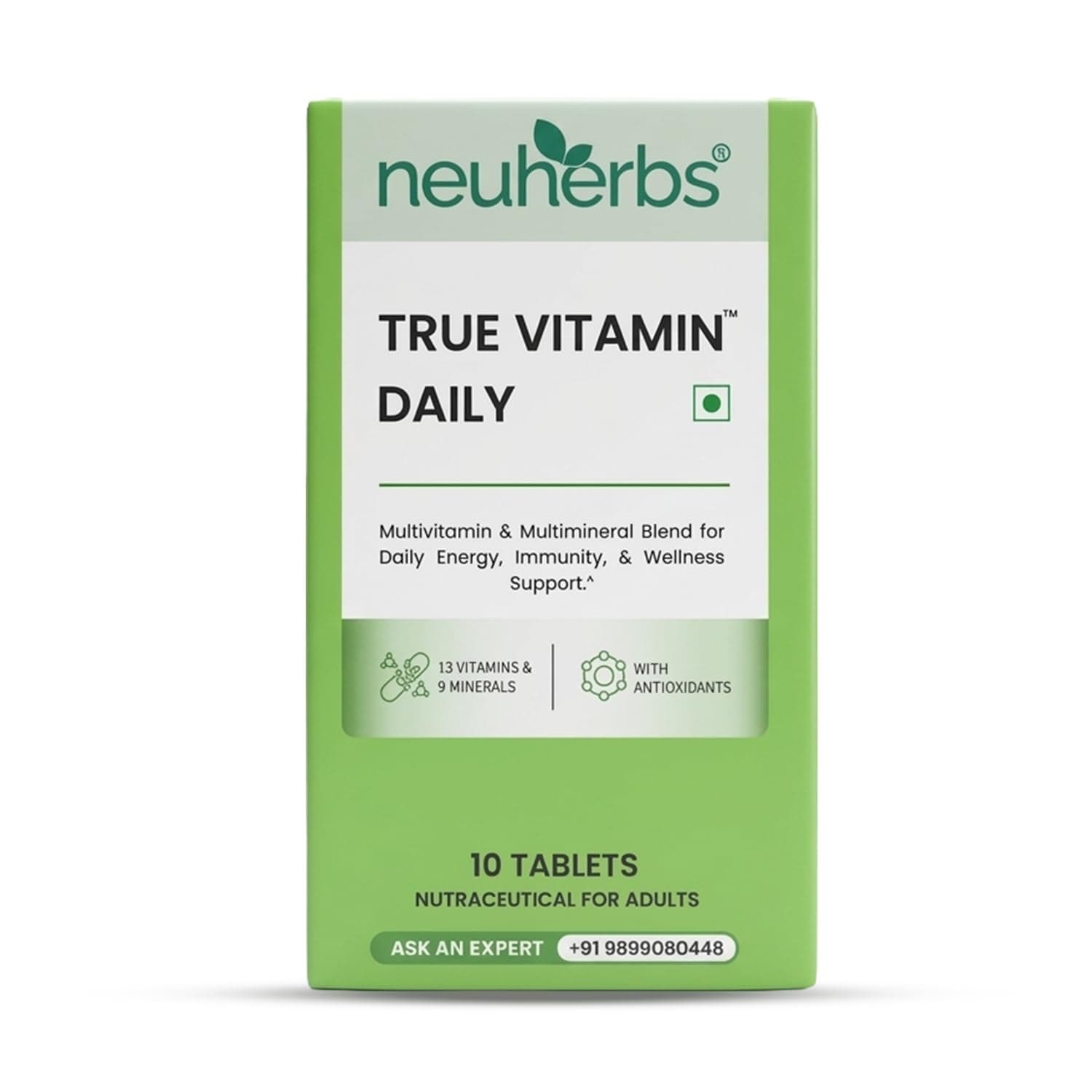 Neuherbs Daily Multivitamin 10 Tablets | True Vitamin for Men & Women with Vitamin C, B12, D, Magnesium, Iron & Zinc | Supports Energy, Stamina & Immunity
