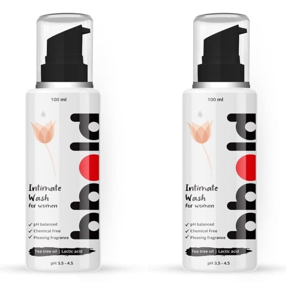bbold Intimate Wash for Women – 100ml x 2 | Lactic Acid + Tea Tree Oil | pH-Balanced Feminine Wash for Daily Freshness & Odour Control