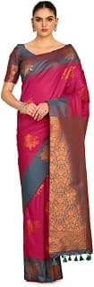 Soch Womens Floral Zari Woven Design Silk Blend Saree With Tassels