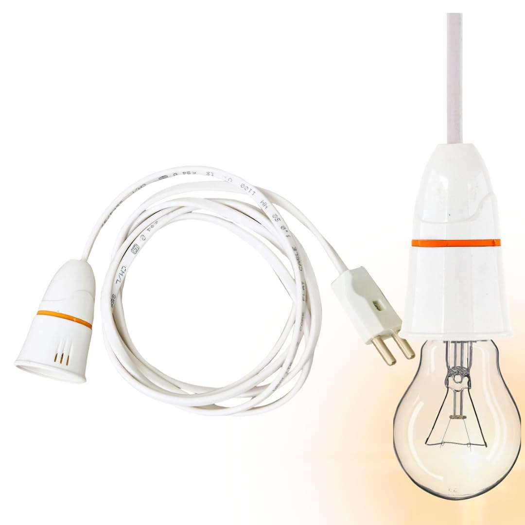 Hi-PLASST 2-Pin Plug with Bulb Holder & 4m Flat Wire (1 Sq mm) – Multi-Purpose for DIY Lights, Festive Decorations, Diwali, Christmas, Home & Party Lighting