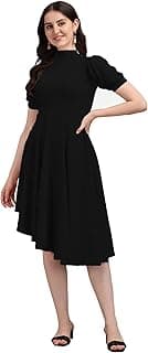 PURVAJA Women’s High-Low Knee Length Dress(Ruby-062-to-069)