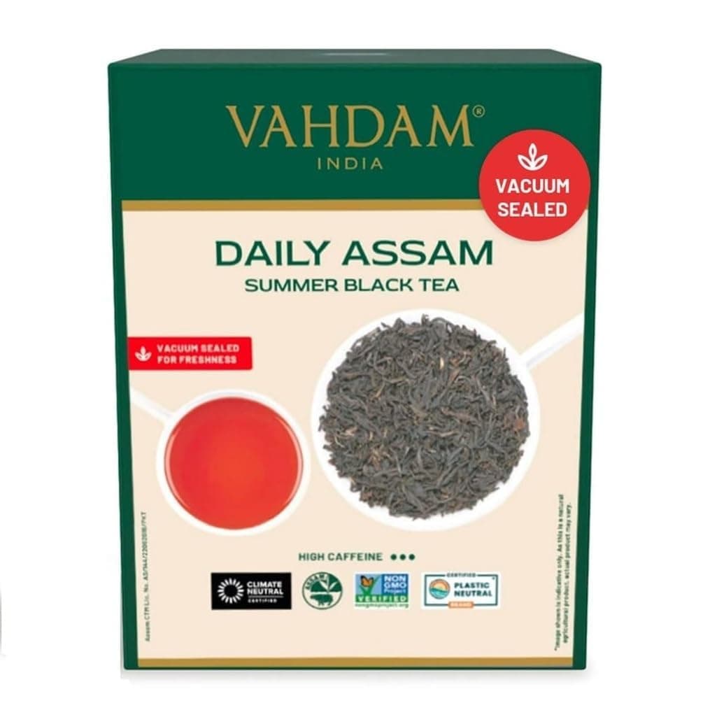 VAHDAM, Assam Black Tea Leaves (500 g) 250+ Cups | High Caffeine, Non-GMO, Gluten-Free | STRONG, MALTY & RICH | Pure Unblended Single Origin Black Loose Leaf Tea | Vacuum Sealed