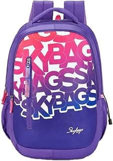 Skybags Polyester Printed Pattern Drip 07 4 Compartment School Backpack (Purple, Large)