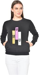 Mango Fusion Women Printed Black Fleece Sweatshirt