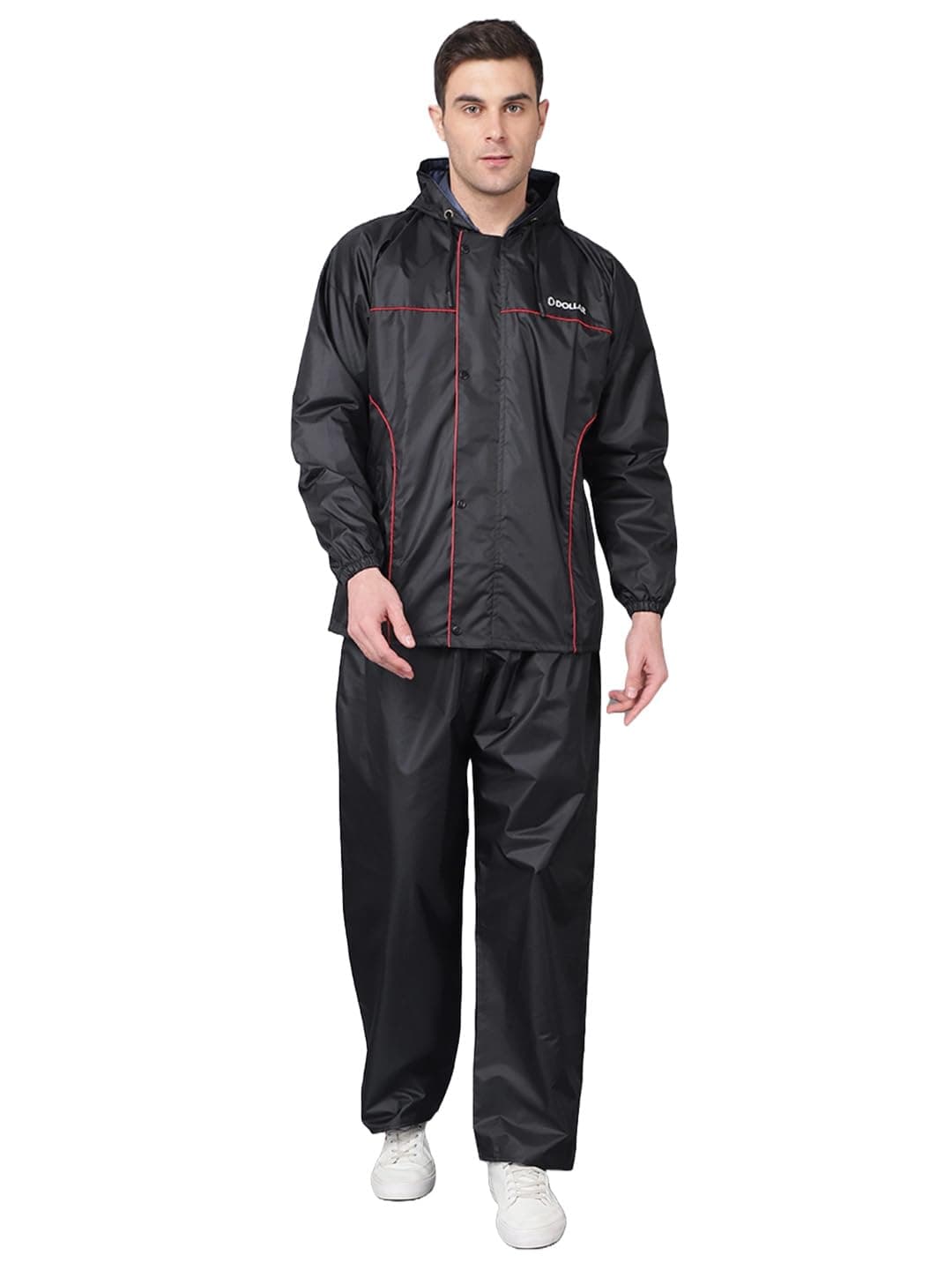 Dollar Men PVC Full Sleeve Solid Reversible Sporty Raincoat Set With Adjustable Hood and Pocket