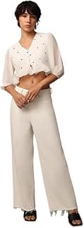 ONLY Women's Polyester Solid Regular Fit T-Shirt