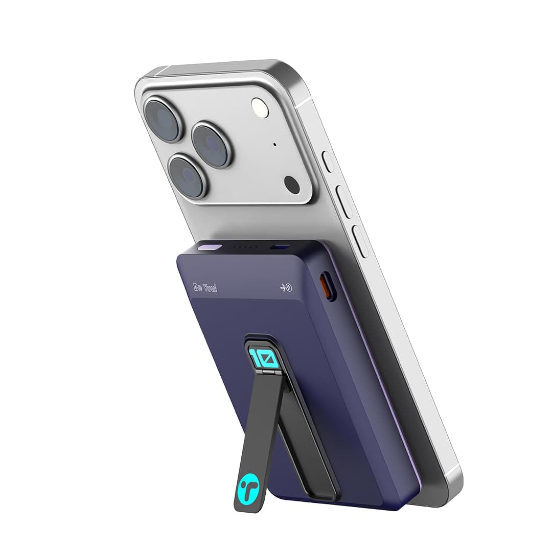 Toreto Mag Zio 10000mAh MagSafe Power Bank with Built-in Stand | Dual Type C Ports, LED Battery Indicator, Magnetic Charging, Type-C Fast Charging
