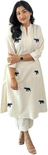 Women's Cotton Printed Straight Kurti with Pant and Dupatta Set