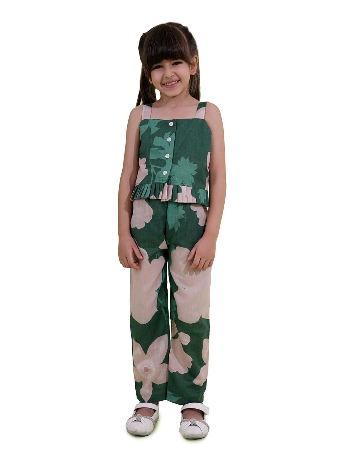 AJ DEZINES Kids Cotton Sleeveless Co-ords Set for Girls - Casual Outfit | Vacation Wear | Beach Dress |Floral Printed Top and Bottom for girls - Regular Fit