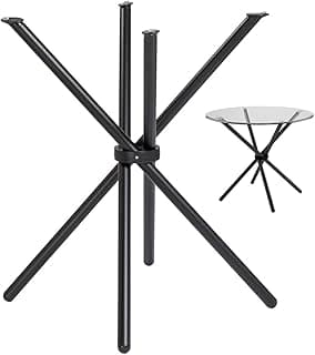 AVRIAN Heavy Duty Hydra Modular Folding Dining Table/Shop Meeting Table/Restaurant Table Cross Metal Stand/Legs Color Black (Without Glass Top only Frame)