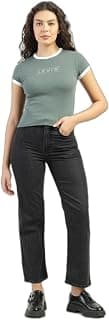 Levi's Women's High Rise Ribcage Slim Straight Fit Black Jeans