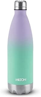 Milton Dewie Duo 1000 Thermosteel Water Bottle 1000 ml, 24 Hr Hot and Cold I Leak Proof Lid, ISI Certified I Vacuum Insulated I for Office, Gym, School I Green Purple