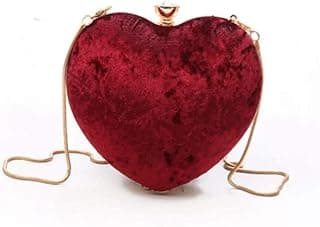 Toobacraft TOOBA Handicraft Women's Velvet Clutch Purse | Heart Design Bag, Bridal Purse & Party Handbag Design & Pearl Lock – Wedding & Special Occasion Clutch
