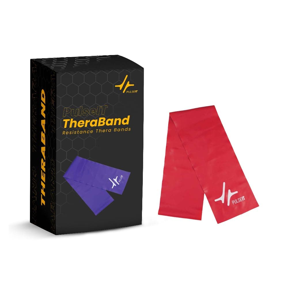 PulseITThera Resistance Bands for Workout. Pilates, Yoga & Home Exercise Bands. Latex Thera Bands for Gym, Strength Training, Stretching & Toning. Fitness Bands for Men & Women (Red)