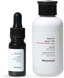 Minimalist Salicylic Acid Acne Control Kit Mini | Salicylic Acid Cleanser + 2% BHA Serum | Acne Treatment for Oily Skin, Blackheads & Clogged Pores