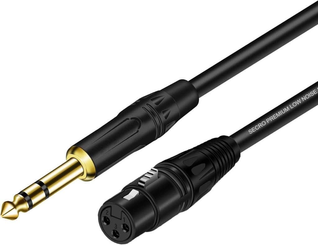 SeCro® Panther Series - Premium 6.35mm (1/4 Inch) Gold Plated Stereo TRS Male to XLR Female Mic Cable for Amplifier, Speakers - Black (2 Meter)