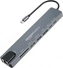 Amazon Basics USB hub 3.0 for Type-c Port,8 in 1 Adapter for pc Accessories with USB-C 4K HDMI SD/TF Ethernet Adaptor HUB for Tablet PC Phone,Compatible with Laptop iPad iPhone MacBook Pro M1 M2