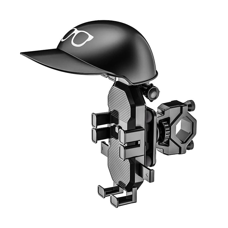 Motorcycle Phone Holder with Vibration Dampener and Sun Shade, Width Adjustable 360 Degree Rotation Bike Phone Mount Handlebar Mobile Hoder for Bike Bicycle Scooter Fit 5.4''-7.2'' Smartphone