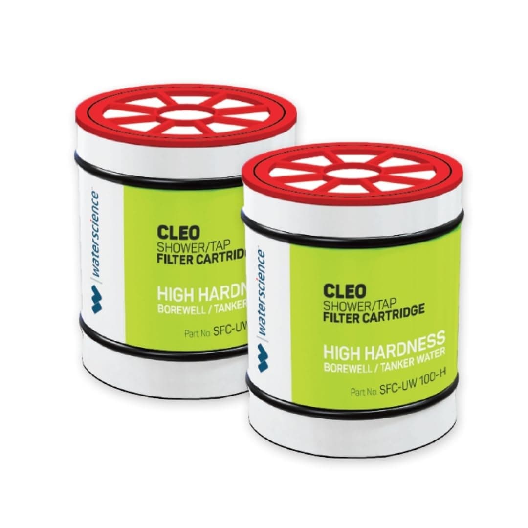 WaterScience Pack of 2 Replacement Cartridge for Cleo Shower and Tap Filter for Hard Water | Borewell/Tanker Water Cartridge | Hard Water Softener