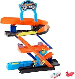 Hot Wheels City Toy Car Track Set, Transforming Stunt Garage Playset & 1:64 Scale Die-Cast Vehicle, Storage for 10+ Cars & Stunting Speedway