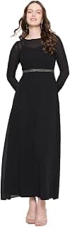 Madame Women Solid Black Round Neck Dress