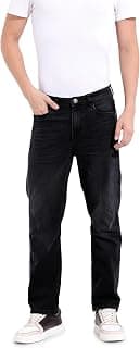 THE INDIAN GARAGE CO Men Slim Straight Fit Solid Mid-Rise Jeans (Black_32)