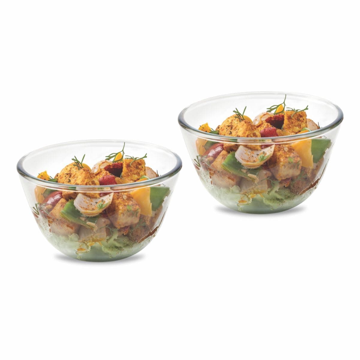 SignoraWare Borosilicate Glass Mixing Bowl Set | Microwave Safe | Baking & Serving | Ideal for Marinating Dishes & Whisking Cream | Crack Resistant | Gifting Set (500ml + 500ml | Set of 2 | Clear)