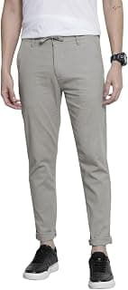 The Indian Garage Co Men Slim Fit Solid Mid-Rise Elasticated Linen Trousers
