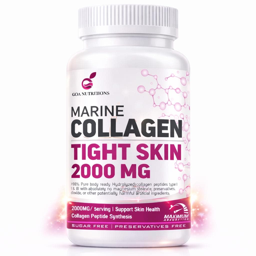 Marine Collagen for Skin Hair Supplement for Men Women with Hyaluronic Acid (99% Supplements) Biotin & Vitamin C, B12, Collagen Protein Peptide Builder-60 Tablets