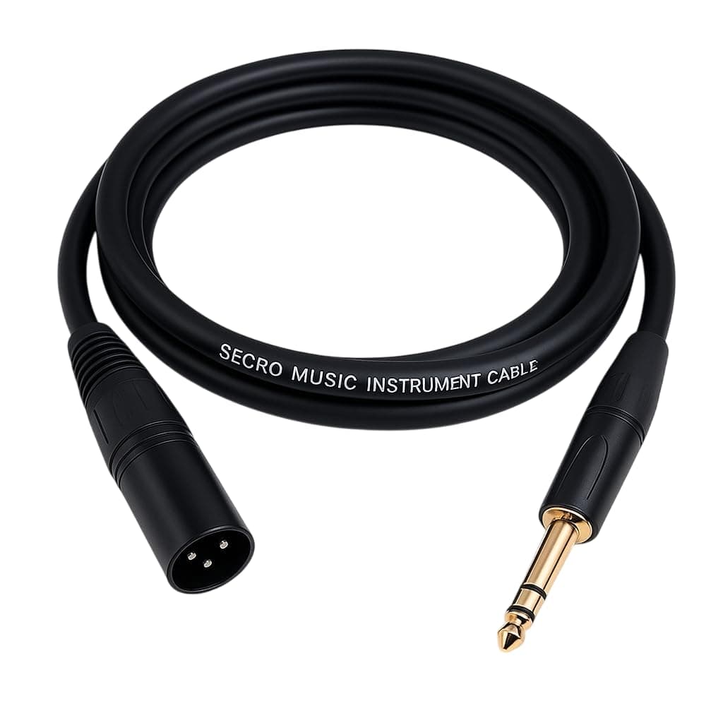 SeCro® Panther Series 6.35mm TRS Male to XLR Male Cable | Compatible With Guitar, Microphones, Speakers, Stage, DJ and More (2 Meter)