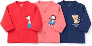 CUTEABLY Newborn Baby Jhabla Set, 100% Soft Cotton, Multicolour Animal Print, Long Sleeve, 0–3 Months, Pack of 3