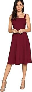 Aahwan Women's Black Fit and Flare Midi Dress