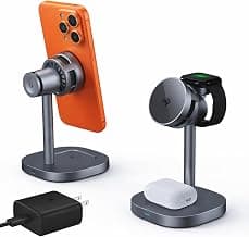 3 in 1 Wireless Charging Station for Apple MagSafe Charger Stand,15W Fast Phone and Watch Charger with TEC Cooling, Magnetic Wireless Charger for iPhone 17 16 15 14 13, Apple Watch, AirPods