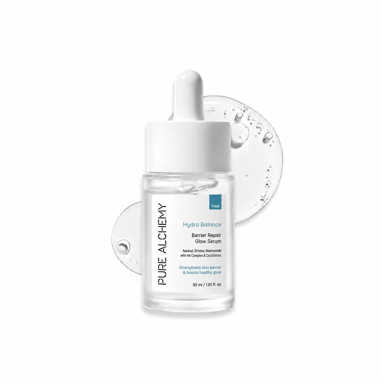 Pure Alchemy Hydra Balance Barrier Repair Glow Serum | Multi-Molecular Hyaluronic Acid, Aquaxyl™, Ectoine, Niacinamide, Ceramide & Centella | Long-Lasting Hydration & Skin Barrier Support | 30 ml