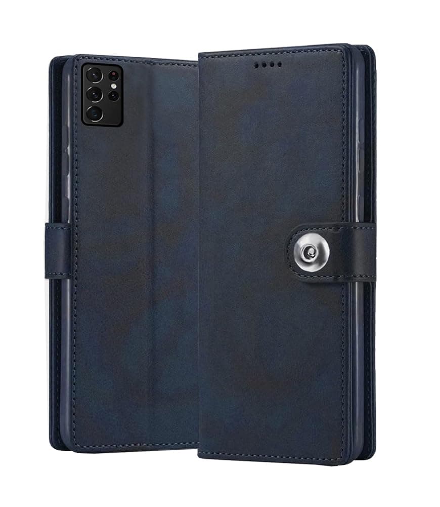 ClickAway Flip Cover for Samsung Galaxy S21 Ultra Mobile Phone | Premium Leather Finish | Foldable Stand Case | Wallet Card Slots (Please Check Your Phone Model Before Buying) | Blue