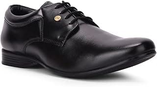 Liberty Fortune Robert-2 Lacing Formal Derby Shoes for Men - Black | Synthetic Leather Lace-Up with Cushioned Footbed - Stylish Office Footwear - Comfortable and Lightweight