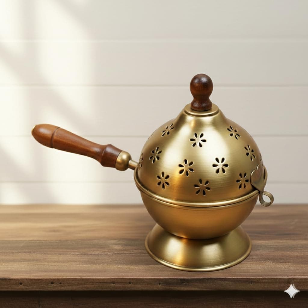 Ali.G.I Metal Dhoop Holder Incense Burner Loban Dani Dhoop Dani Aarti Metal Loban Dhoop Dani/Dhoop Dani Stand Burner for Home Office Temple Puja.